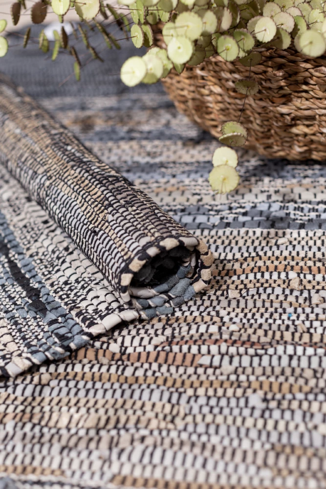 Qilim korridori Cinder, lëkurë, bezhë-gri, 70x150cm