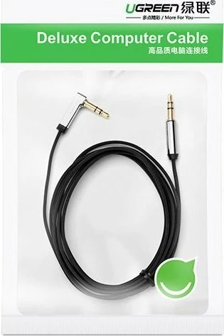 Kabllo AUX Ugreen AV119 mini jack 3.5mm në 3.5mm, e sheshtë, 0.5 m, e zezë