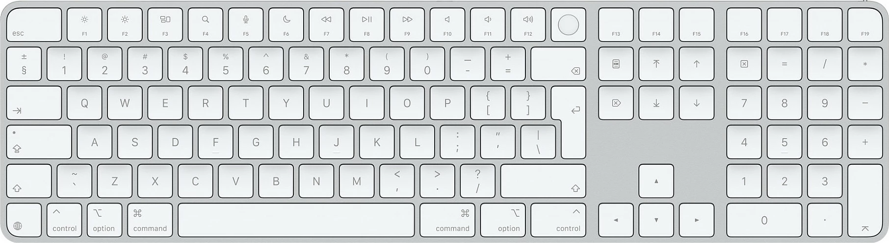 Tastierë Apple Magic Keyboard me Touch ID dhe Tastierë Numerike, për Mac me Apple silicon, Ngjyrë Bardhë