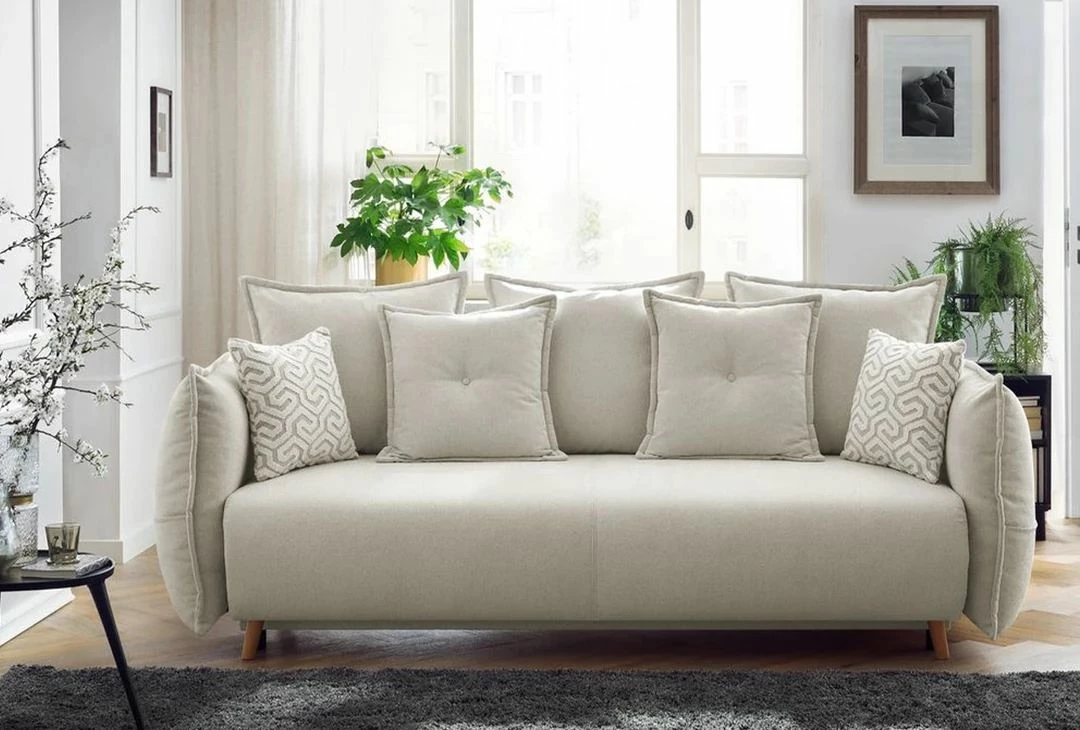 Divan-krevat treshe, ngjyrë krem, Puffy, Atelier del Sofa