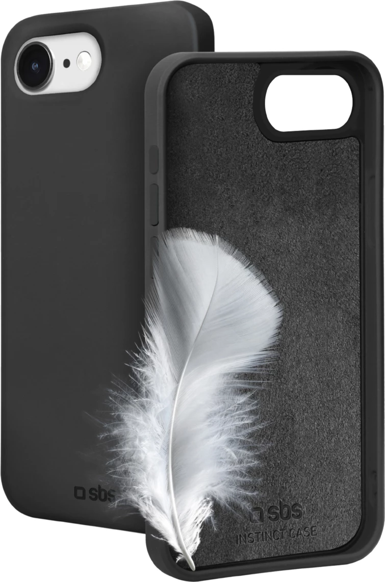 Mbështjellës telefoni SBS Instinct për iPhone 16e/17e, TPU me shtresë mikrofibre, i zi