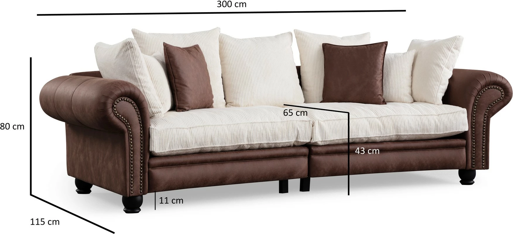 Divan treshe Atelier del Sofa, Fresno 3, kafe-bardhë