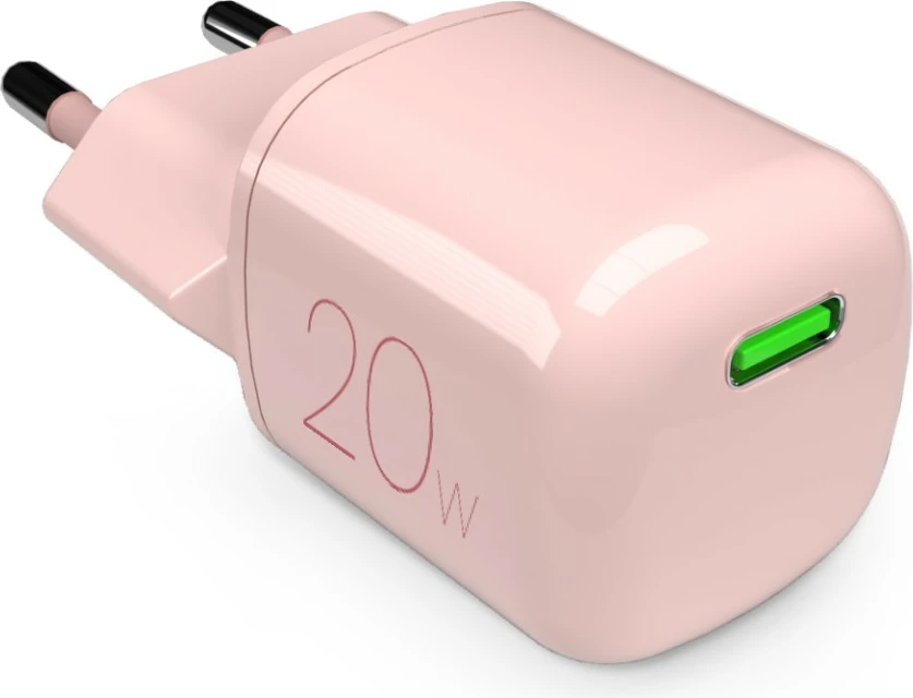 Karikues muri Puro 20W GaN, USB-C, Rozë