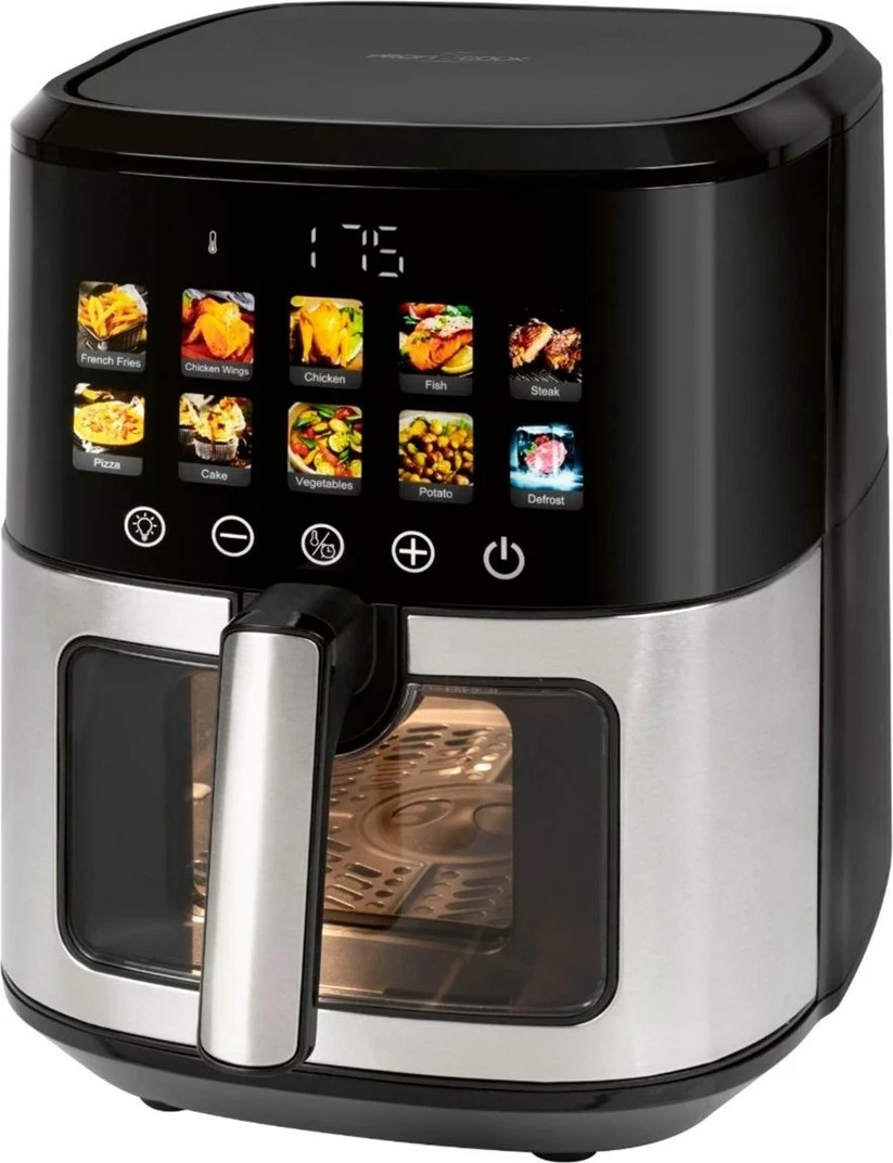 Fritezë me ajër të nxehtë ProfiCook PC-FR 1286 H, 6.5 L, 1700 W, E zezë, Inoks