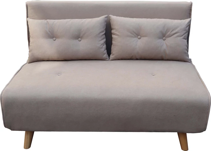 Divan-krevat dy ulëse, material bezhë, këmbë druri natyrale, 122x80x81cm