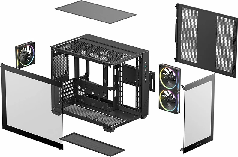 Kasë Deepcool CG330 3F Micro-ATX/ITX, 3x ARGB fan, xham i kalitur, Black