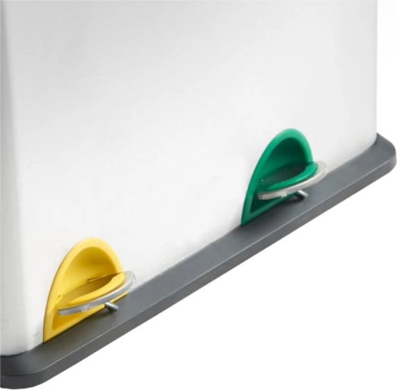 Kosh mbeturinash VONHAUS 07/630 36L (12L+24L) me ndarje, çelik inox, me pedale me ngjyra, gri/zi