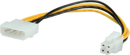 Kabllo rryme interne ROLINE Molex 4-pin në ATX12V P4 4-pin, 15 cm, zezë/bardhë/verdhë