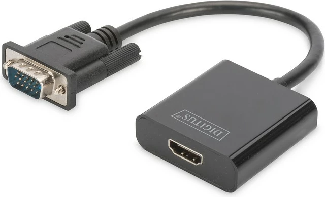 Konvertues VGA në HDMI Digitus DA-70473 me audio 3.5mm, i zi