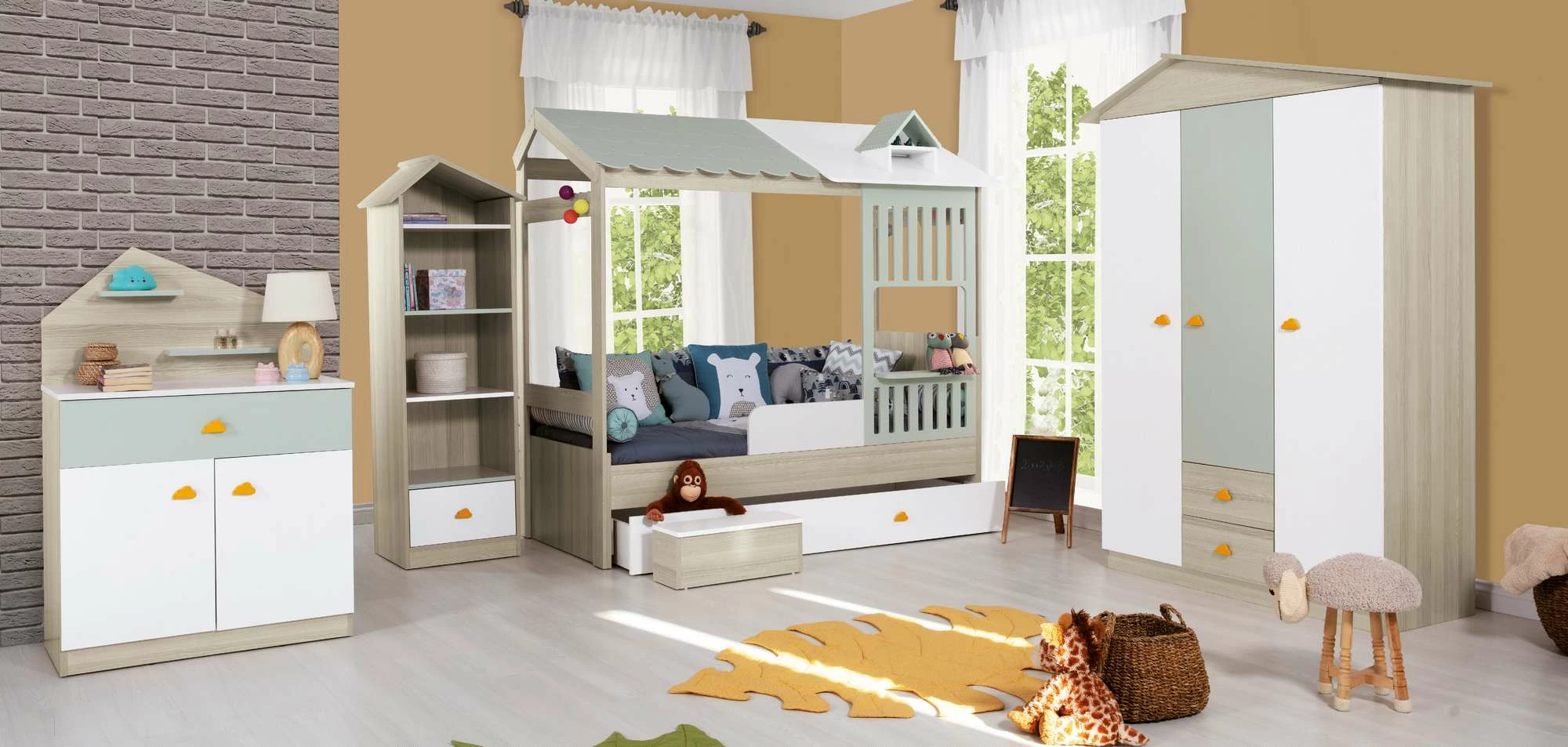 Tavolinë pune për studime, Skye Decor, Ayder New, ngjyrë e gjelbër