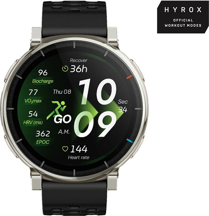 Smartwatch AMAZFIT Active 3 Premium, AMOLED 1.32 inç, NFC, GPS, 5 ATM, rrip i zi, kasë ari