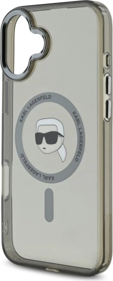 Mbështjellës Karl Lagerfeld IML Metal Karl Head MagSafe për iPhone 16, Zi