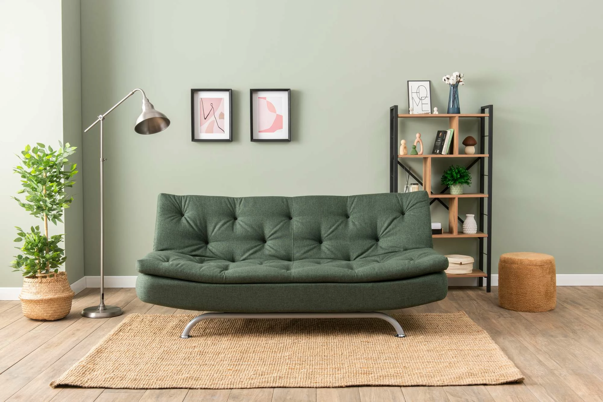 Divan-krevat treshe, ngjyrë e gjelbër, Rivo, Atelier del Sofa