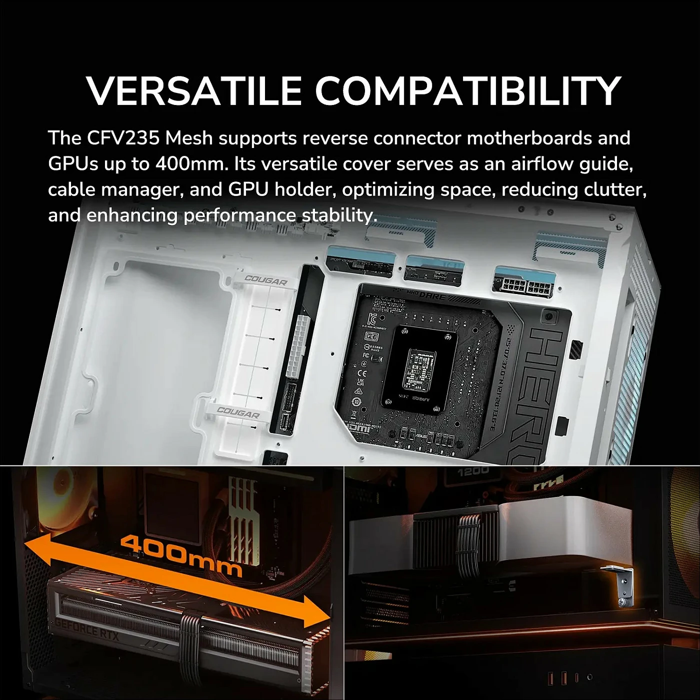 Kasë COUGAR CFV235 Mesh ARGB Midi Tower, ATX/microATX/Mini-ITX, xham i temperuar, e zezë