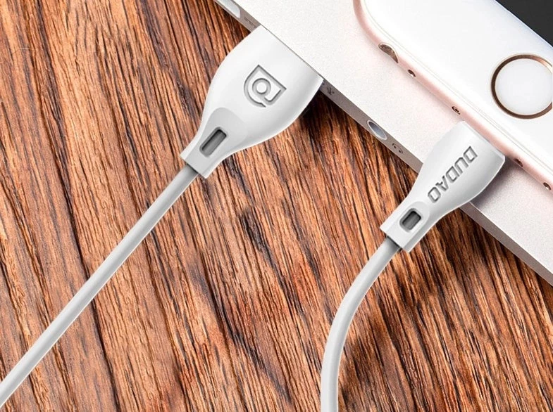 Kabllo USB në Lightning, Dudao L4L, 1 m, 2.4A, USB 2.0, e bardhë