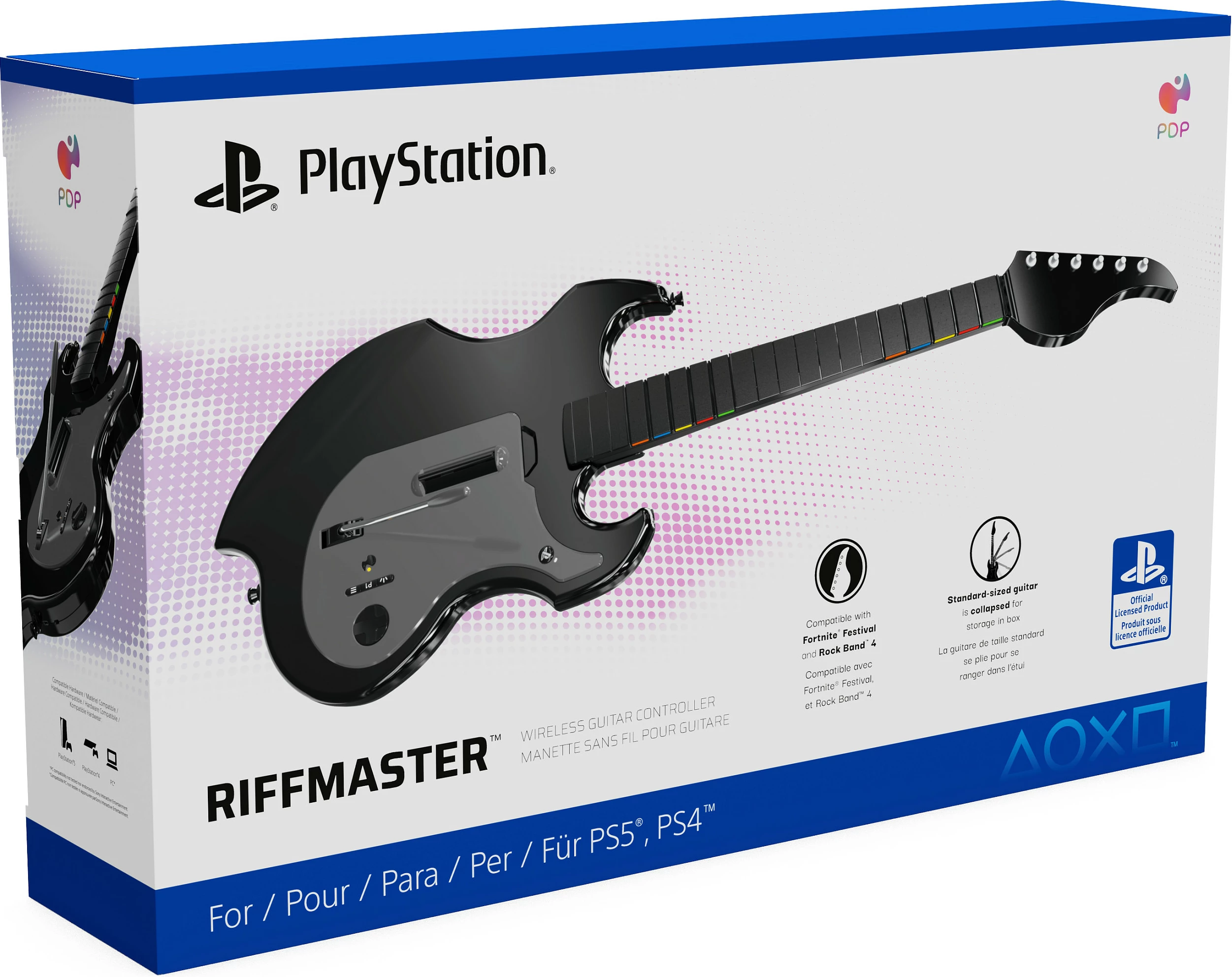 Kontroller kitarre PDP Riffmaster, wireless, për PC/PS4/PS5, 36h, e zezë/gri