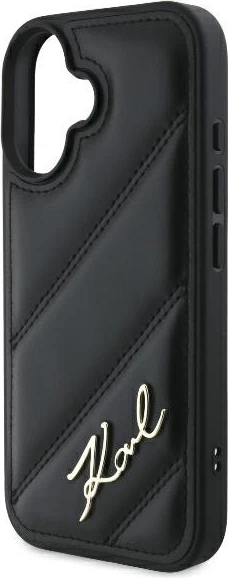 Mbështjellës Karl Lagerfeld Quilted Signature për iPhone 16 Plus, i zi