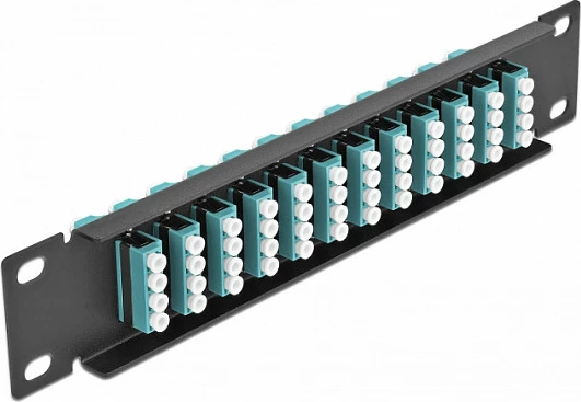 Panel patch fiber optik DeLOCK 10", 12 porta LC Quad, 1U, aqua/zi