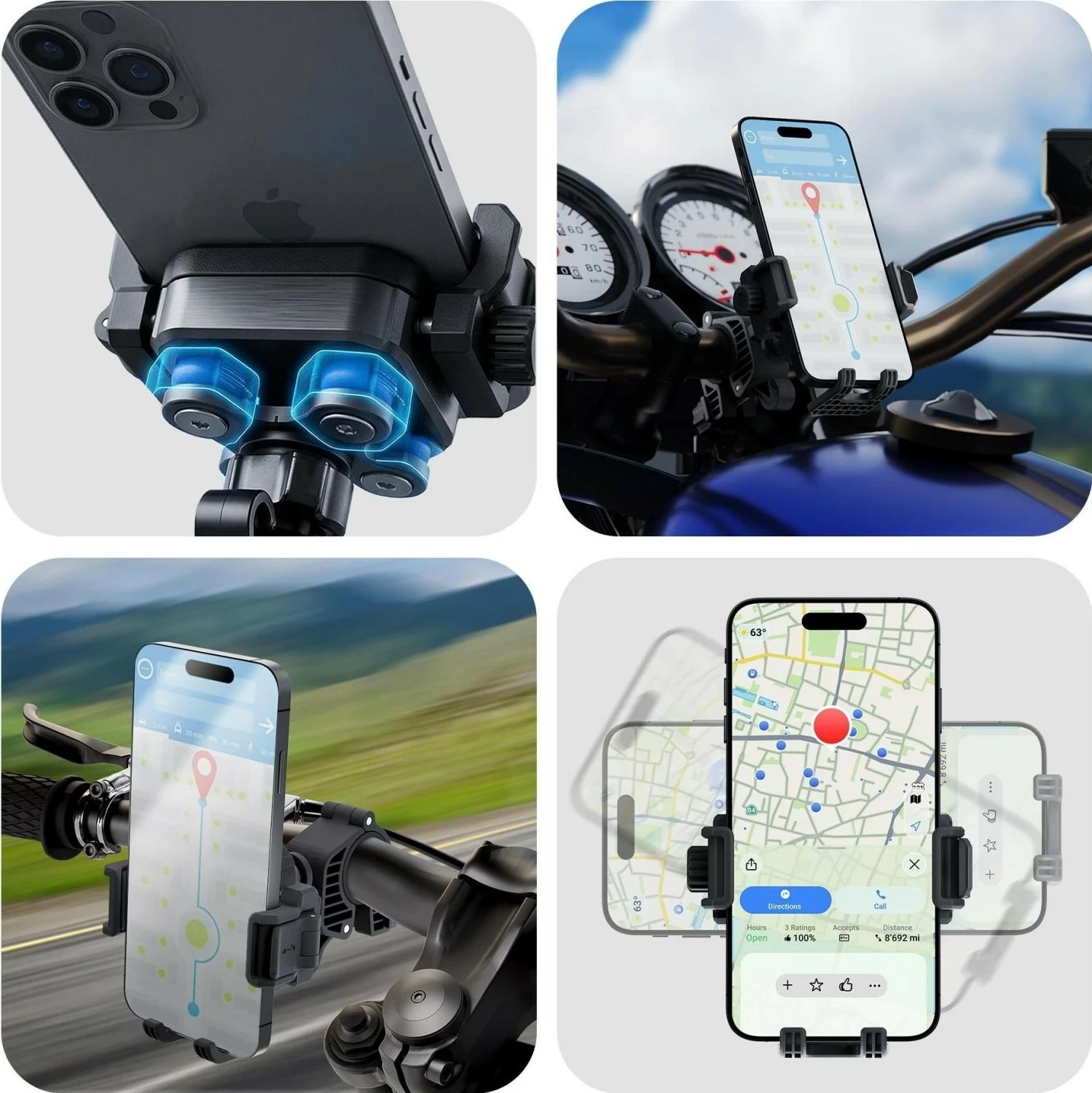 Mbajtëse biçiklete/motoçiklete 3MK Bike Holder Damper Pro, e zezë