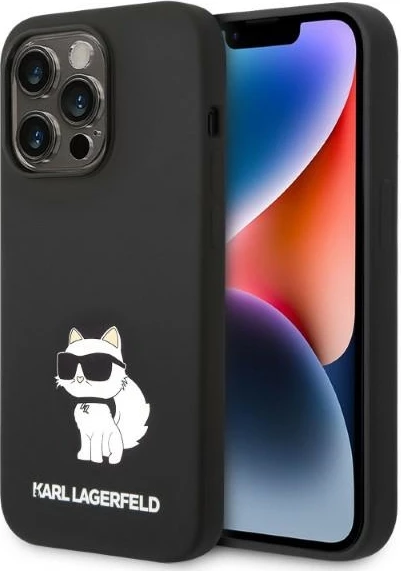 Mbështjellës silikon Karl Lagerfeld Choupette për iPhone 14 Pro Max, i zi