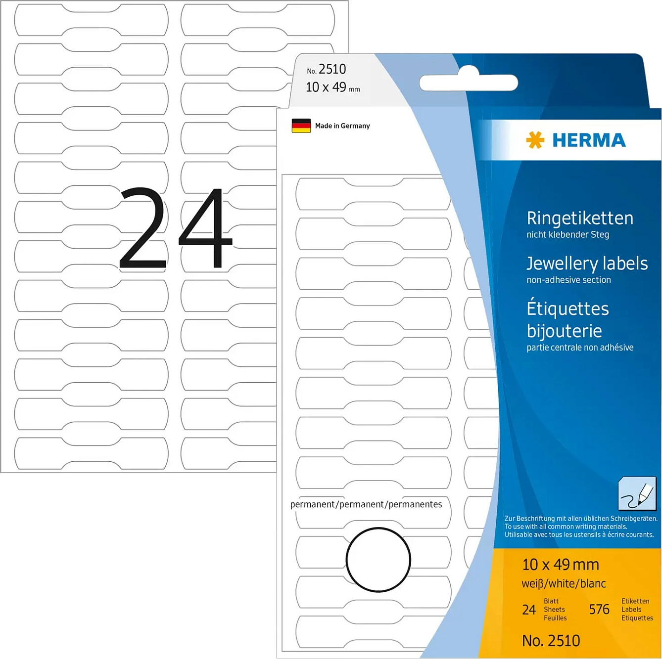 Etiketa unazore HERMA 2510, 10x49 mm, 600 copë, e bardhë