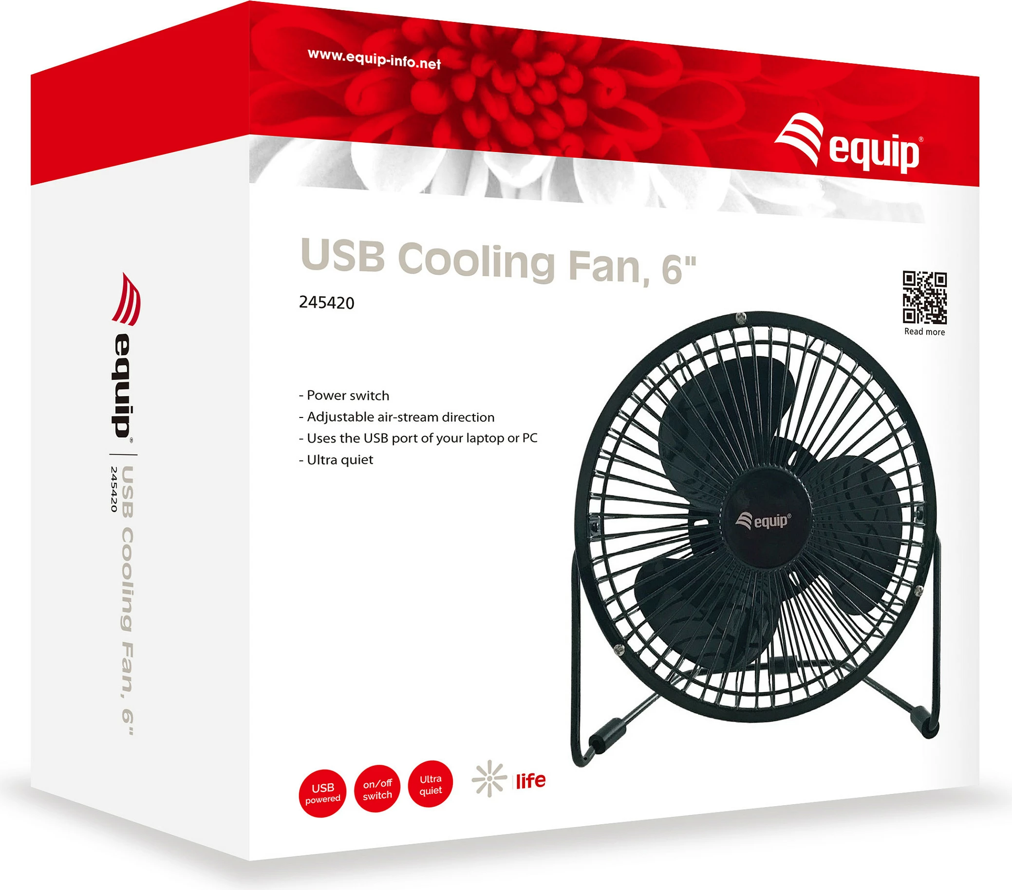 Ventilator tavoline Equip 6", USB, ultra i qetë, i zi