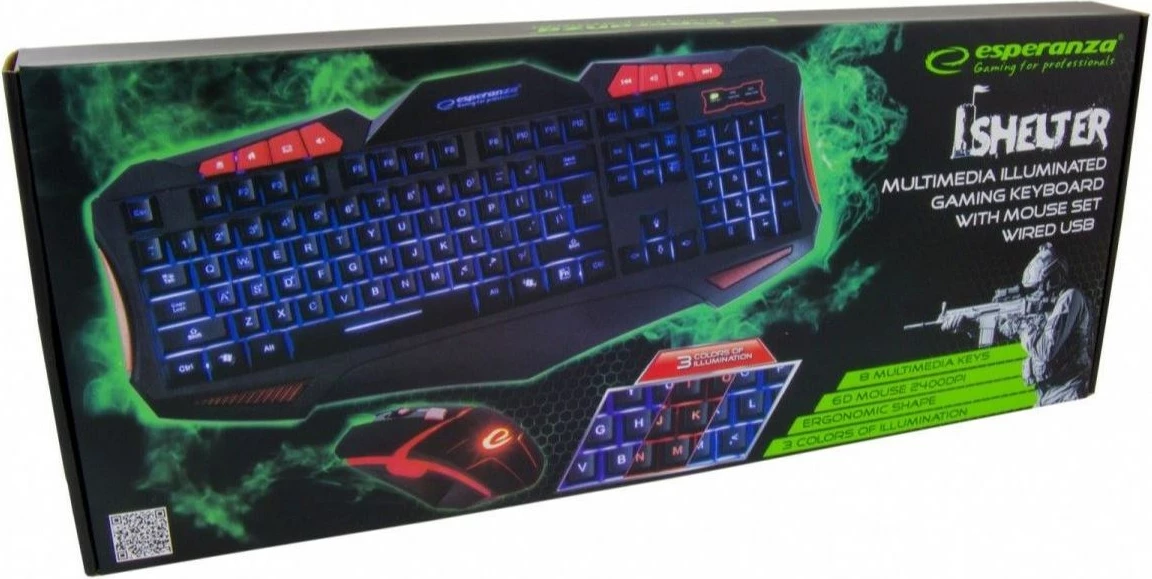 Seti i tastierës dhe mausit me tela dhe ndriçim prapa Esperanza EGK3000
