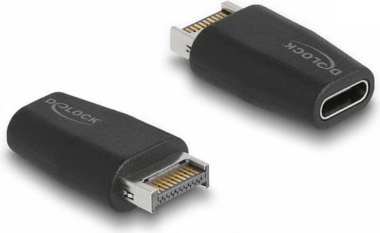 Adapter USB DeLOCK Key A (Type-E) në USB-C, USB 3.2 Gen 2, 10 Gbps, i zi