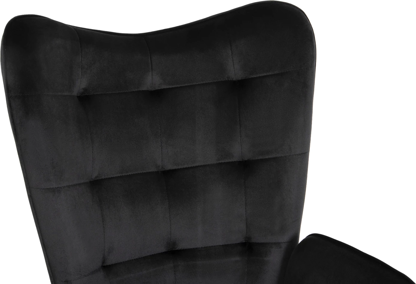 Karrige me mbështetëse për këmbë CRAWLEY FH8918.04, kadife e zezë, këmbë metalike, 70x57x103Hcm