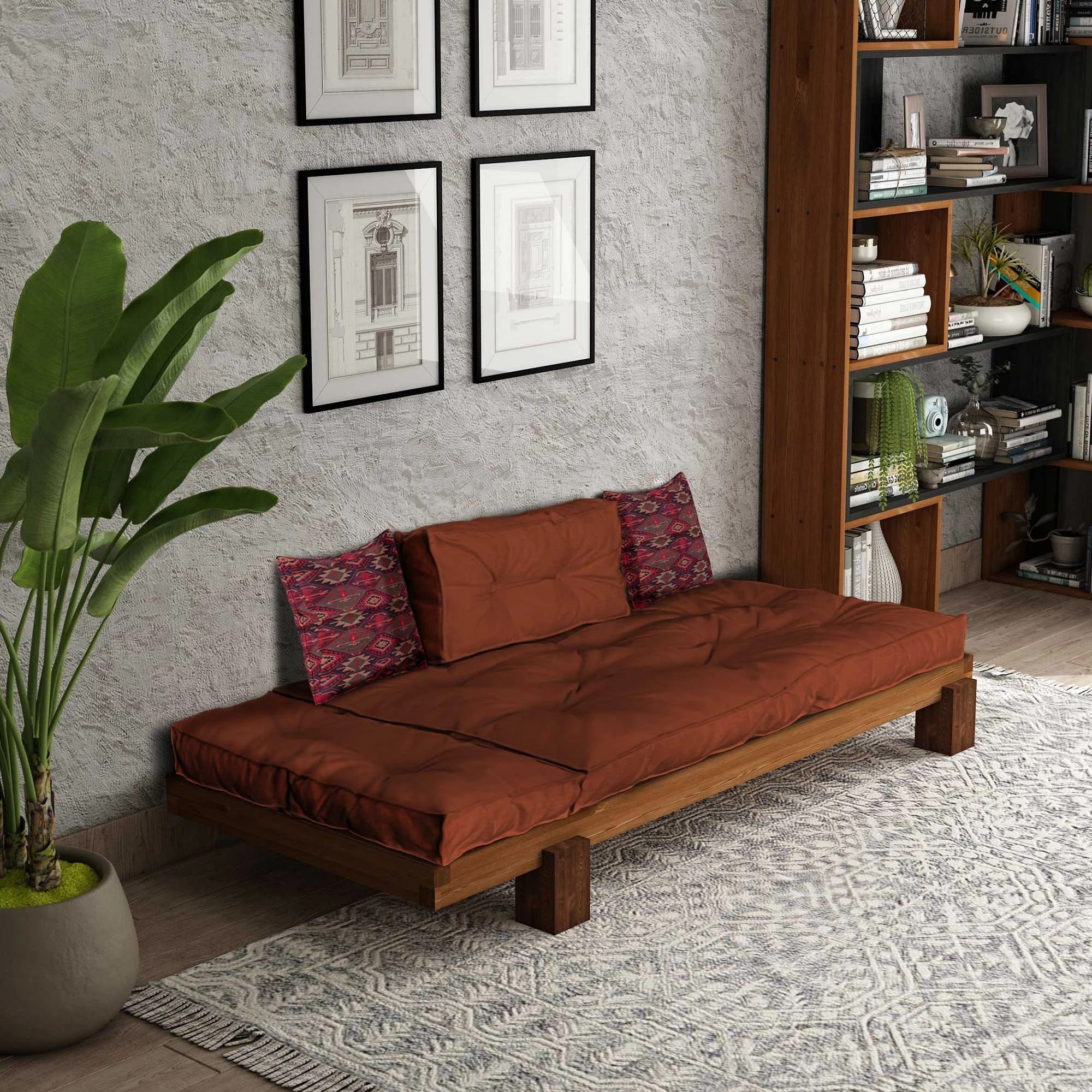 Lounge Atelier del Sofa, ngjyrë teak dhe e kuqe, CPT8377-200