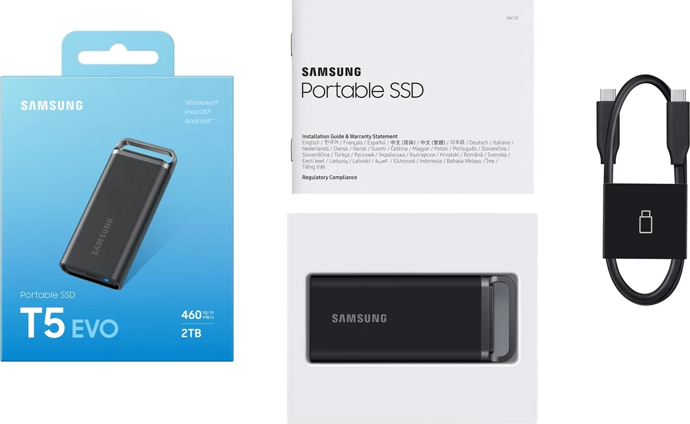 SSD portabël Samsung MU-PH2T0S, 2 TB, USB 3.2 Gen 1, Zi