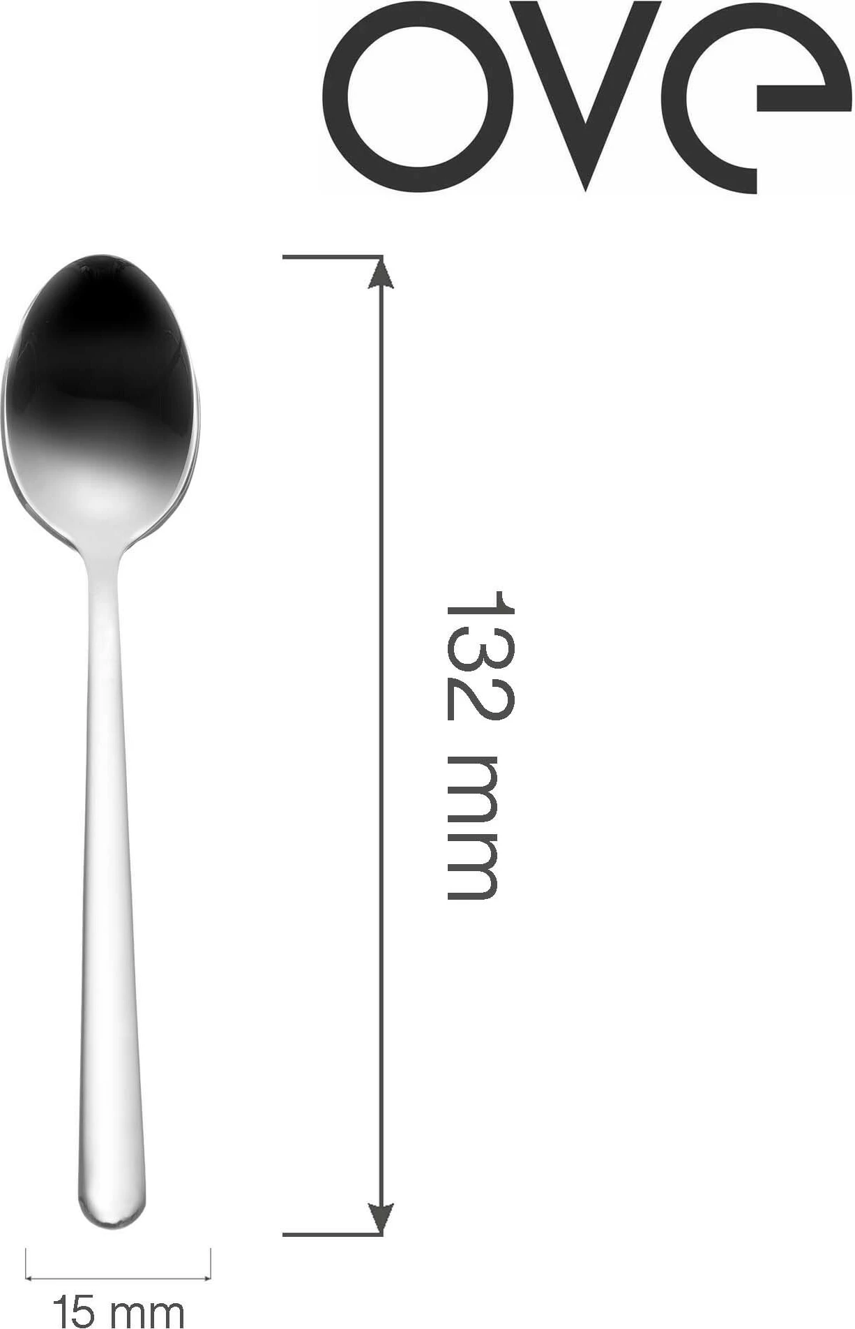 Lugë çaji OVE Adria 132 mm inox 18/10, trashësi 3 mm, argjendtë, set 12 copë