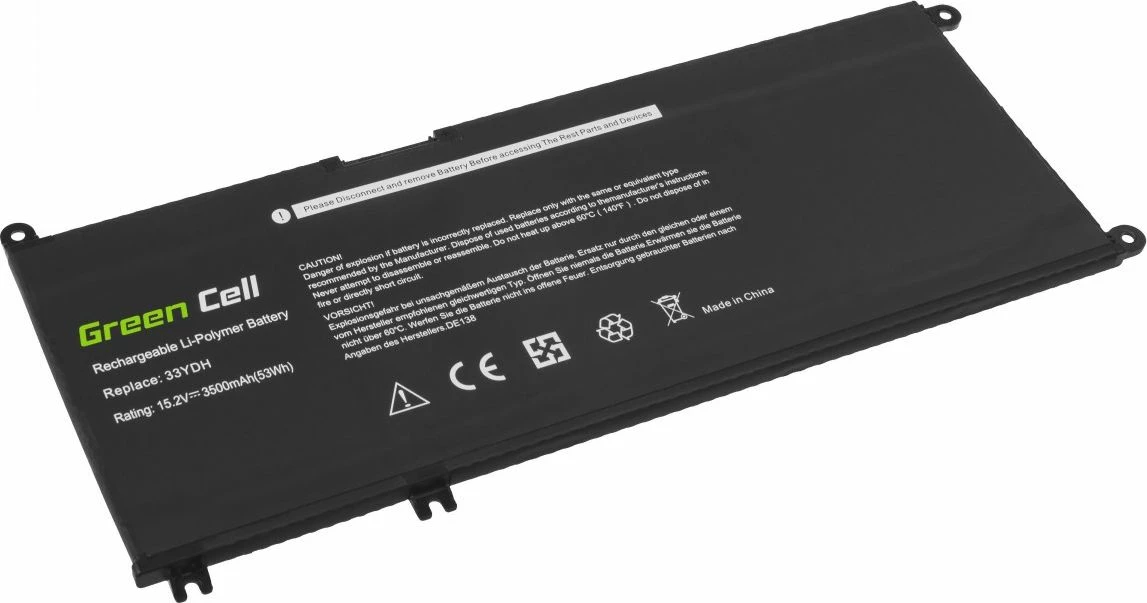 Bateri laptopi Green Cell 33YDH DE138 3400mAh 15.2V Li-Poly 4-qeliza, e zezë