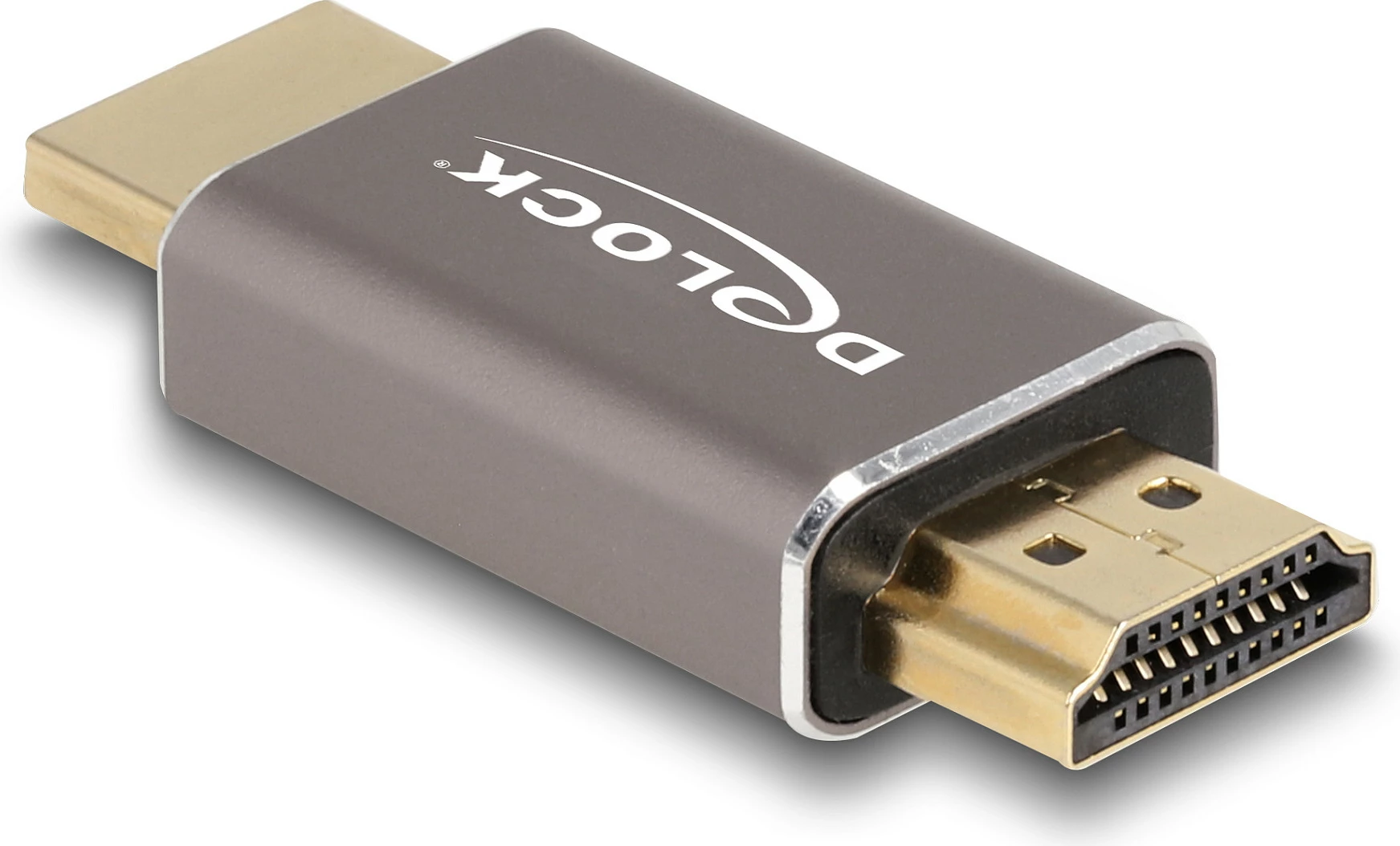 Adapter HDMI DeLOCK, mashkull në mashkull, 8K 60Hz, metal gri