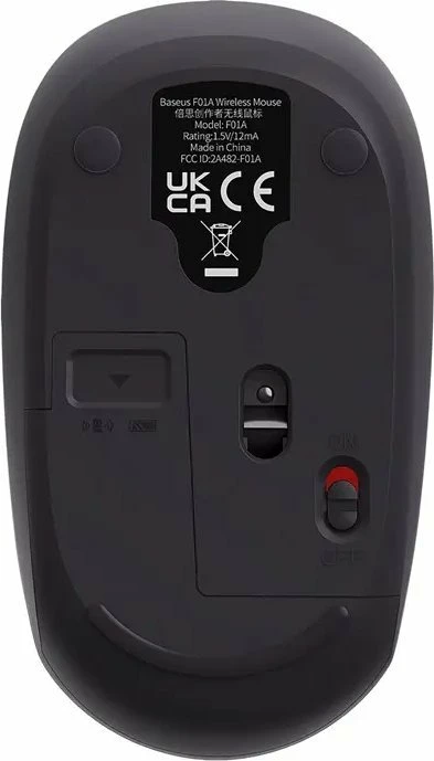 Maus Baseus F01A (B01055502833-00) 1600 DPI wireless Bluetooth/2.4G, gri