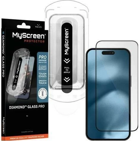 Xham mbrojtës MyScreen Diamond Glass Pro Fit Frame për Apple iPhone 18 Pro, 9H, i zi