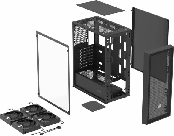 Kuti kompjuteri FURY SHOBO SH8F midi tower me dritare, e zezë