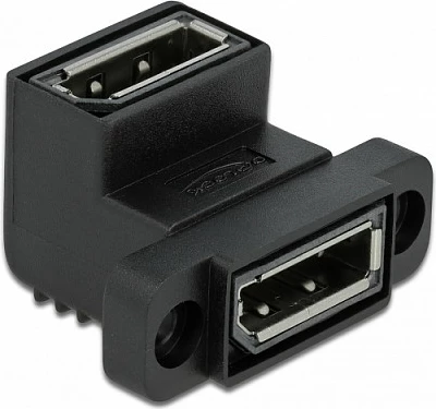 Adapter DisplayPort DeLOCK Easy 45 90°, femër-femër, 8K, i zi