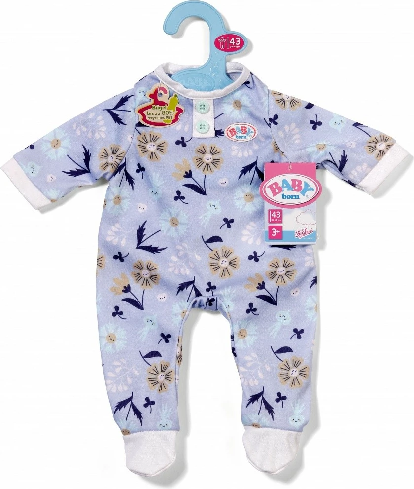 veshje kukulle, Zapf BABY born 838747-116725, romper 43 cm, me motiv lulesh, blu