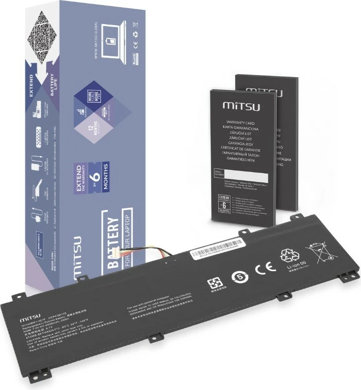 Bateri laptop Mitsu BC/LE-NC140BW1 për Lenovo IdeaPad 100S-14IBR, 4400 mAh, 7.6V, e zezë