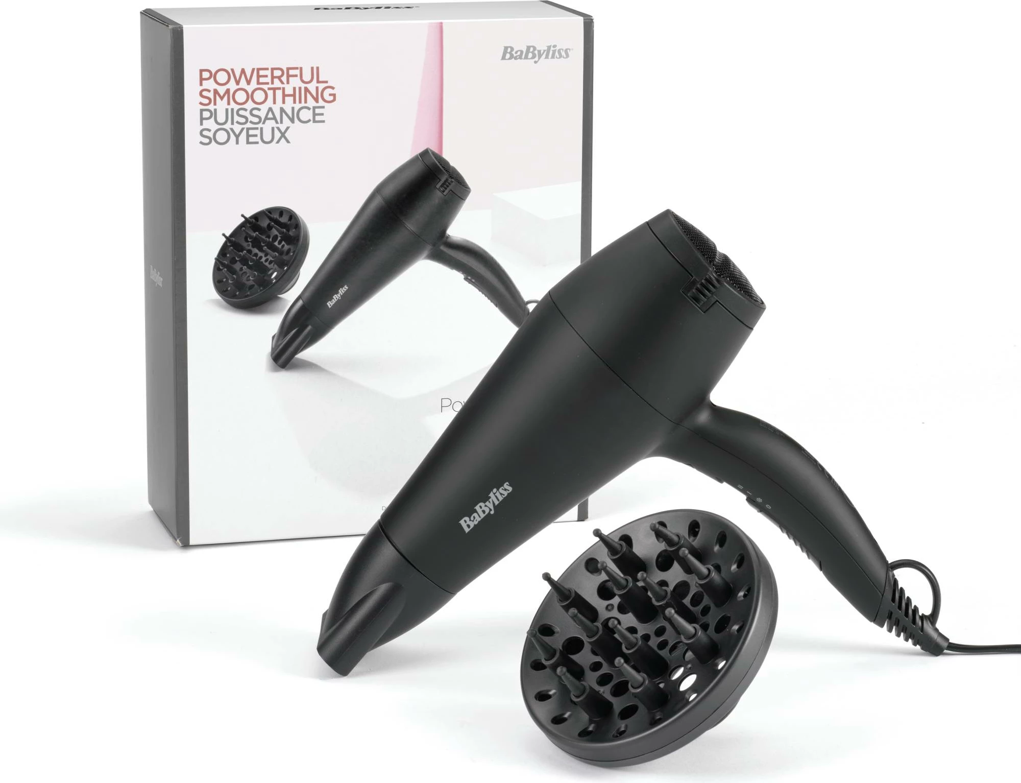 Tharëse flokësh BaByliss D215DE 2200W motor DC, teknologji jonike, me difuzer, e zezë mat