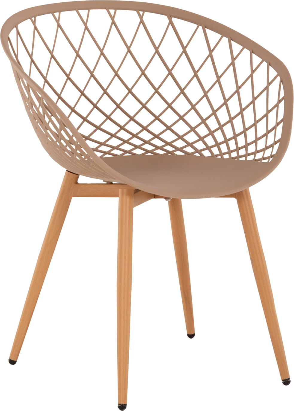 Karrige me krahë ARIADNE FH8001.13, ngjyrë kapuçino, këmbë metali, ngjyrë druri natyral, 63x56x80H cm, set prej 4 copash