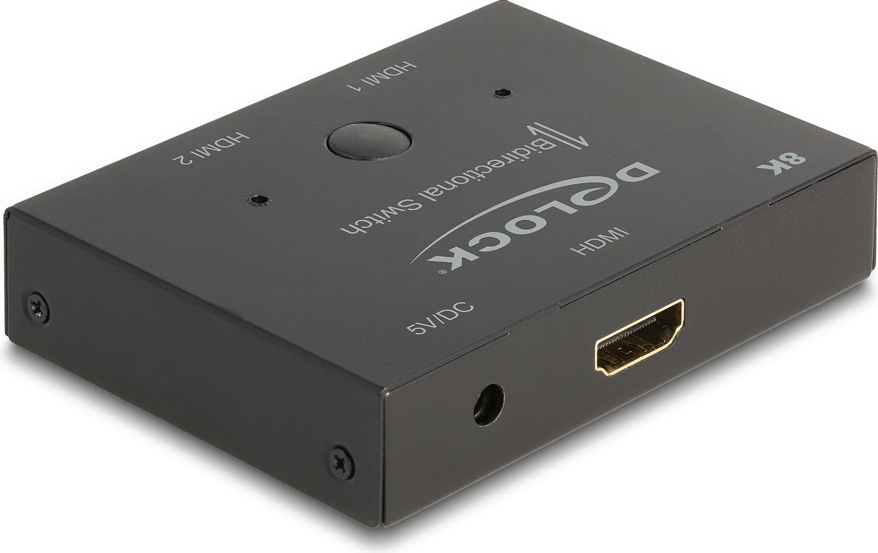 Switch HDMI DeLOCK 2-në-1 bidireksional, 8K 60Hz, metal, 1 m kabllo, i zi