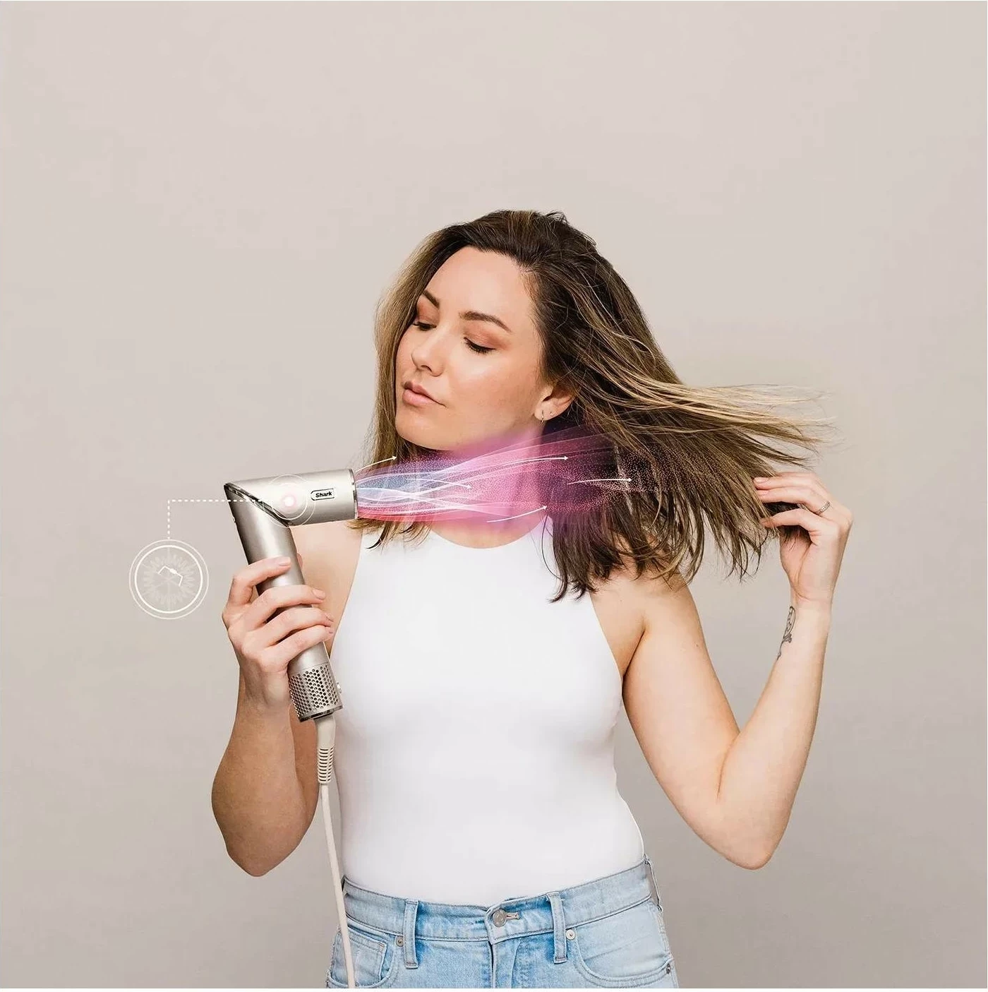 Tharëse flokësh Shark FlexStyle HD424SLEU, 1400W, bezhë