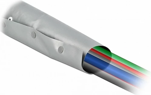 Mbrojtëse kabllosh DeLOCK, 2 m x 50 mm, PVC, me butona snap, -15 deri 85°C, gri