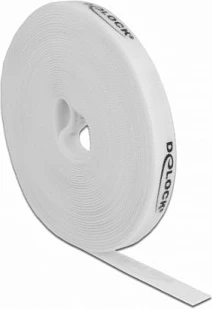 Shirit Velcro DeLOCK, rrotull 10 m x 15 mm, i bardhë
