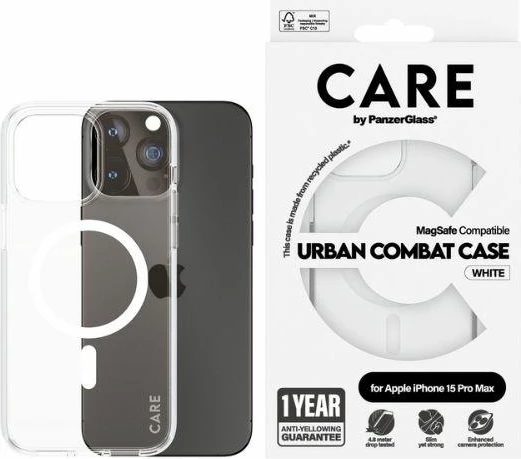 Mbështjellës PanzerGlass Urban Combat Case MagSafe për iPhone 15 Pro Max, Bardhë