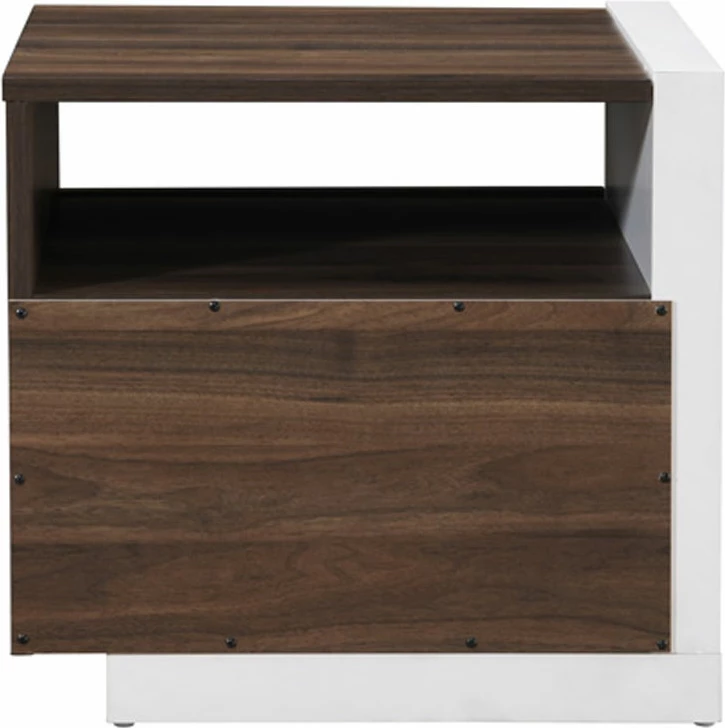 Komodinë Doble, një derë, ngjyrë arre-bardhë, 46x40x43