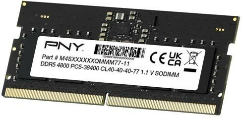 RAM Memorje DDR5 SODIMM, PNY, MN16GSD54800-SB, 16GB 4800MHz CL40, për laptop, 1 modul