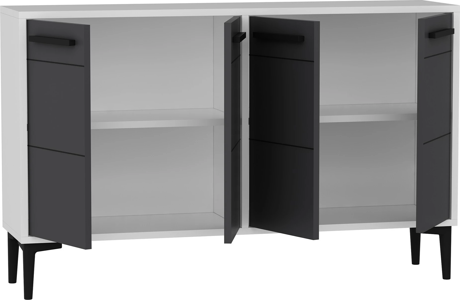 Konsol Skye Decor, stria, e bardhë dhe antracit